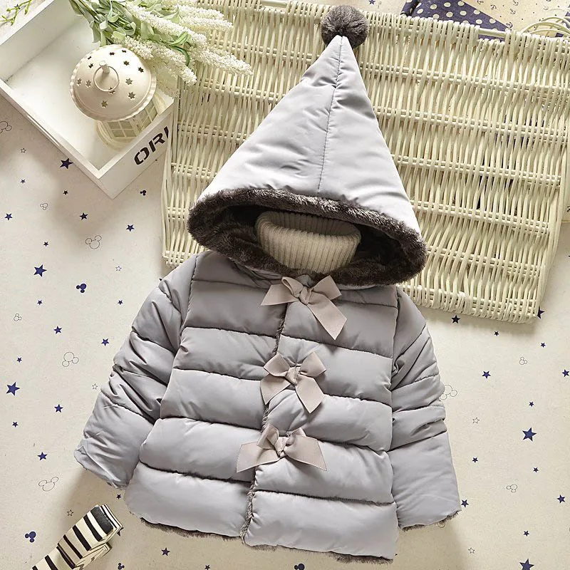 

Children thick Warm Clothes Girls Winter Outwear Cotton Long Sleeve Warm Down ParkasCoat Baby Clothing Solid Christmas Clothes