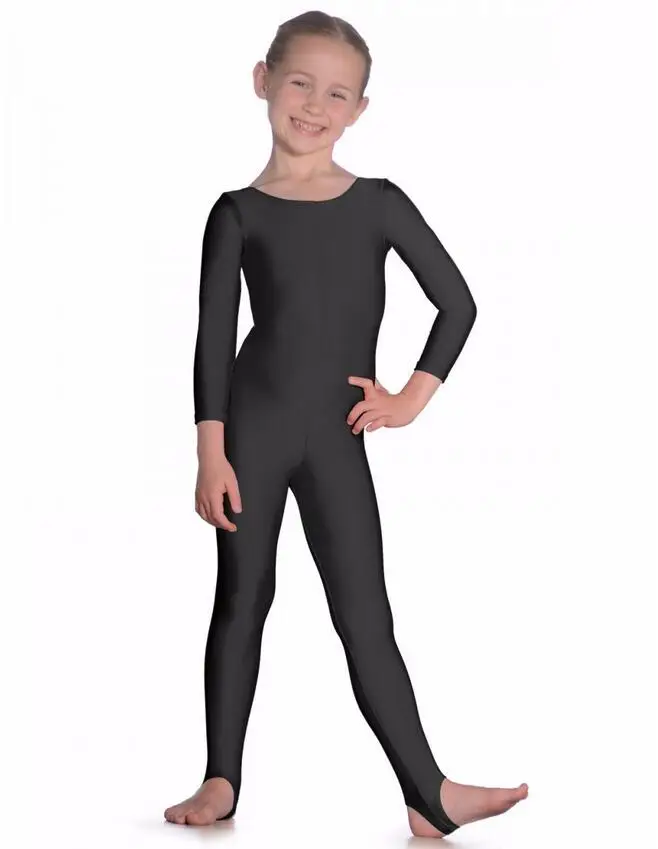 Gymnastic dancewear Spandex BlacK Kids child girls Long Sleeve ...