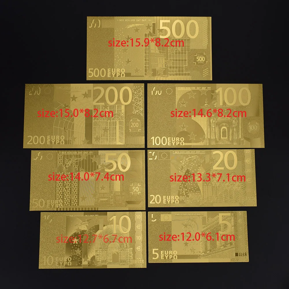 5 10 20 50 100 200 500 евро Золотая Фольга Банкноты евро памятные заметки украшения 5 10 20 50 100 200 500 EUR коллекция