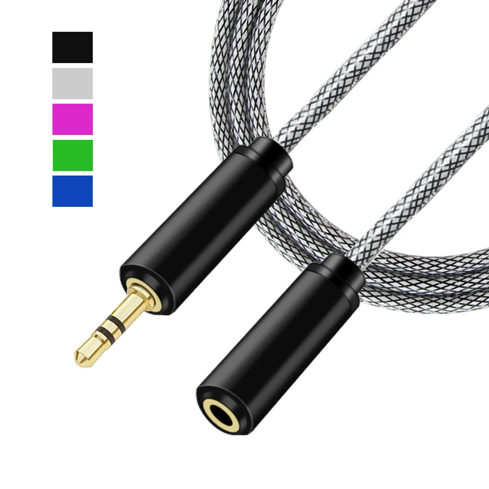 Goede Universele 3.5mm Audio Kabel Jack Aux Audio Kabel man vrouw Hoofdtelefoon Stereo Speaker kabel 1 m Kabel cord voor Samsung iPhone