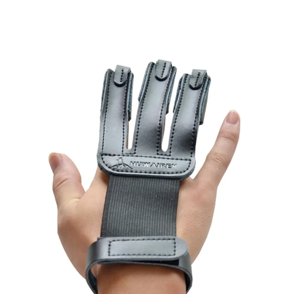 

Black Cowskin 3 Finger Arrow Finger Guard Archery Hunting Shooting Glove Leather Finger Tip Protector Pull Archery
