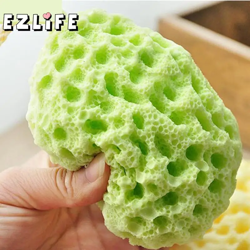 EZLIFE عشوائي كرة استحمام شبكة فرش الإسفنج حمام اكسسوارات الجسم Wisp الطبيعي الإسفنج الجافة فرشاة تقشير معدات تنظيف