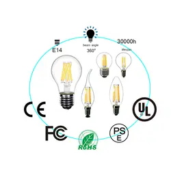 Светодио дный свечки E14 Винтаж C35 свет лампы накаливания E27 светодио дный Edison лампы глобус 220 В 230 В 240 В 250 В A60 стеклянные лампы-свечи