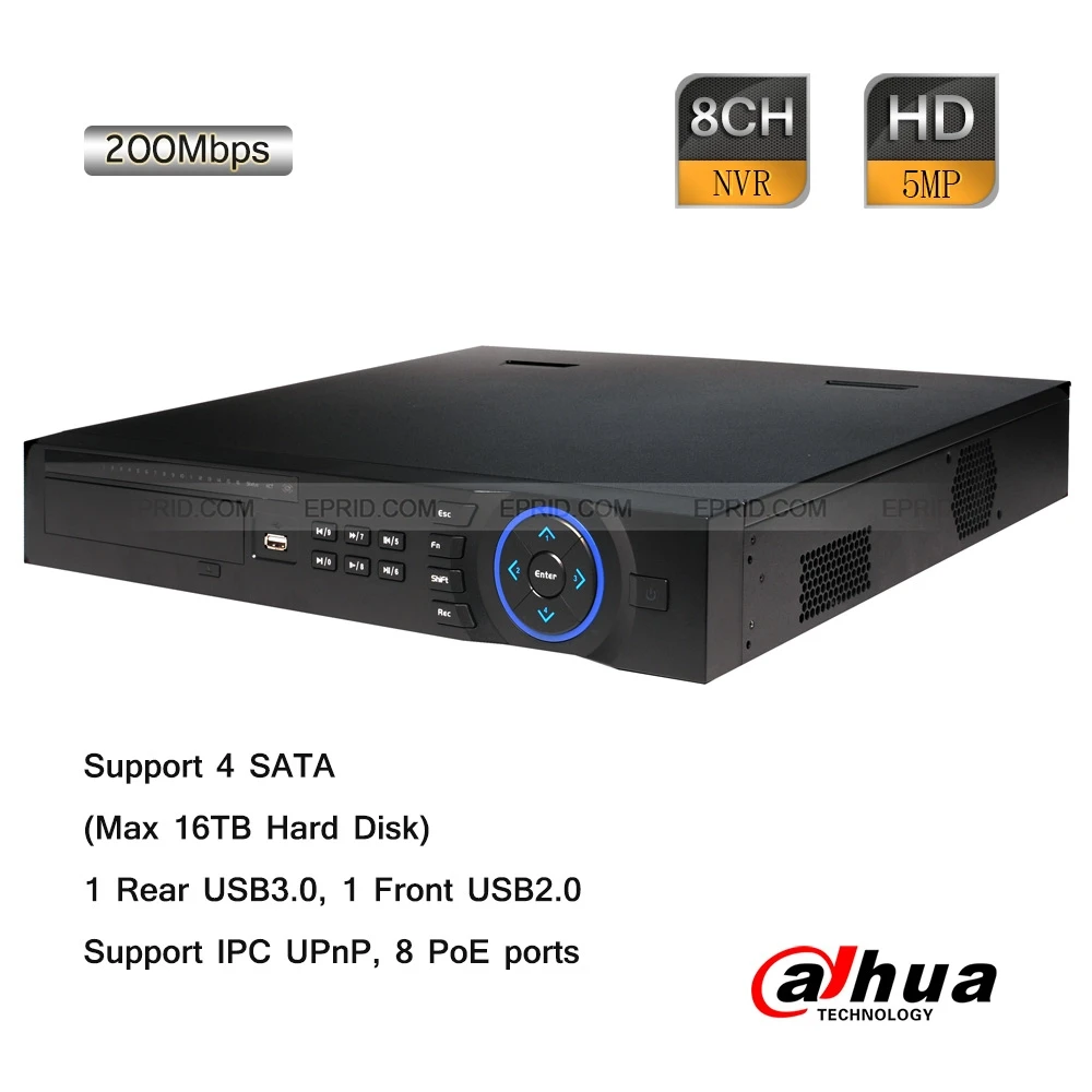 Dahua 8CH 1.5U 5Mp 8PoE сетевой видеорегистратор 200 Мбит 4 SATA ONVIF 2.4 гигабитных|video car