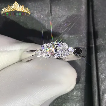 

100% 18K 750Au Gold Moissanite Diamond Ring Wedding ring D color VVS With national certificate MO-H10013