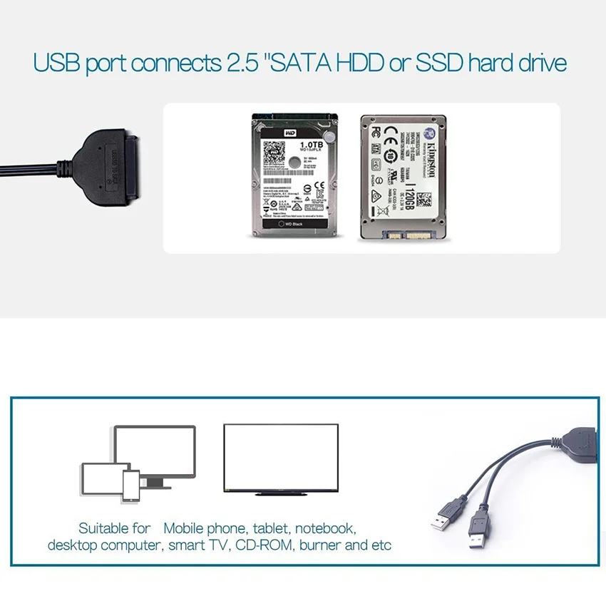 10 шт./лот USB3.0 к 22pin SATA2.0 2,5 "HDD кабель SSD адаптер конвертер SATA II кабель