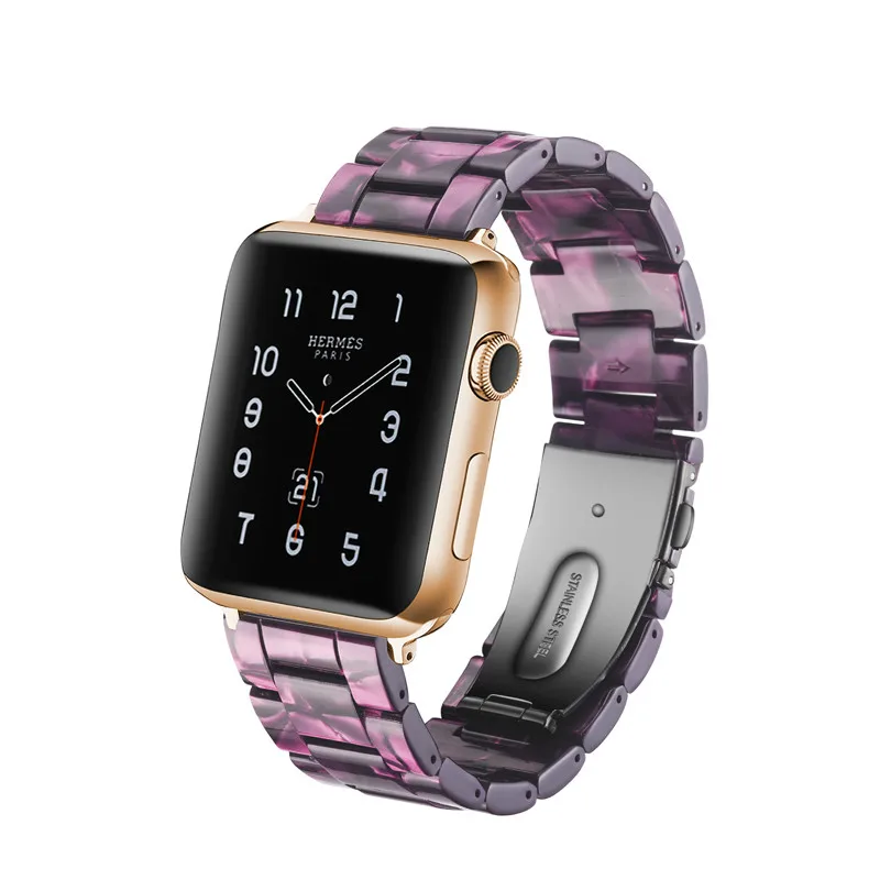 

Resin Watch Band Strap for 3/2/1 Iwatch Series Bracelet for Apple Watch 38/40/42/44MM Bands Imitation Ceramic Apple Watch Case