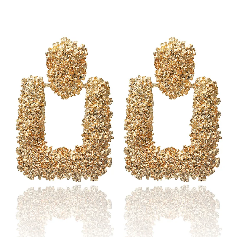

Charmsmic Exaggerated Geometric Drop Earrings Gold Silver Square Big Dangle Earrings Women Party Banquet Statement Jewelry
