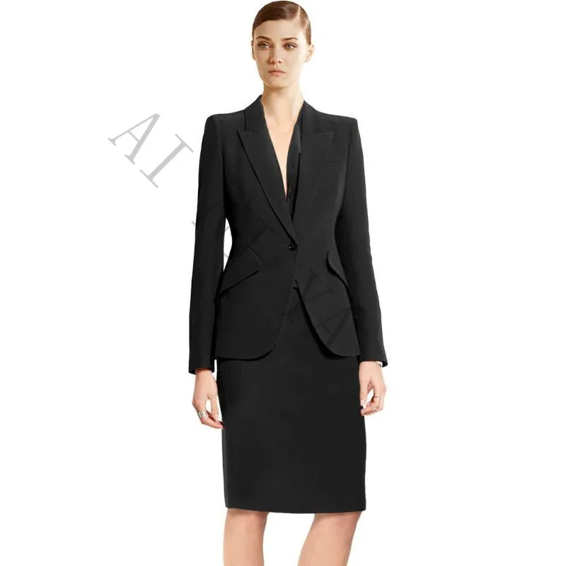 black women blazer suits elegant with skirt cotton blended pantsuit or skirt suit for interview