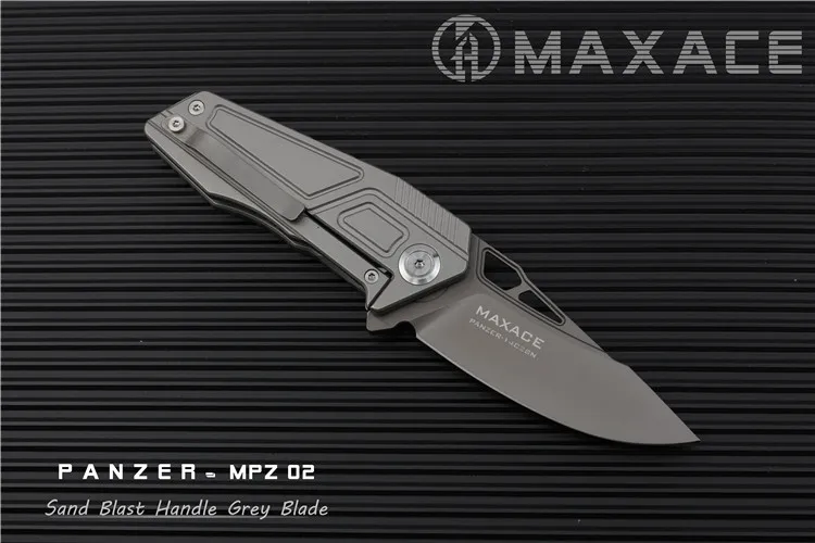 Maxace карманный нож Panzer EDC 14C28N серый лезвие с титановым покрытием - Цвет: Sand Blasted Handle