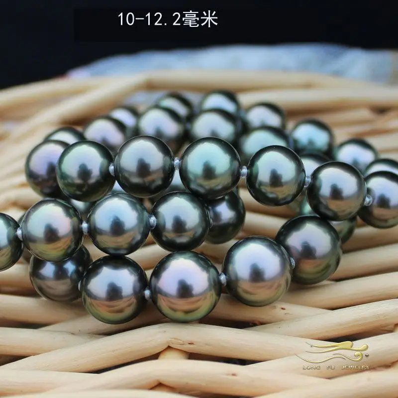

Free Shipping >>>>> amazing 10-12mm natural tahitian peacock green pearl necklace silver clasp