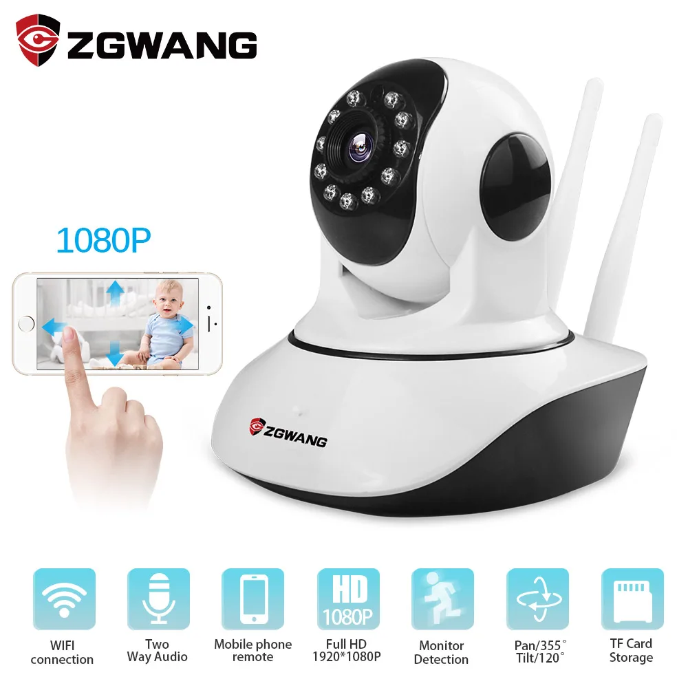 

ZWGANG 1080p HD Wireless Security IP Camera Night Vision Recording Surveillance Network Indoor Baby Monitor with wifi camera