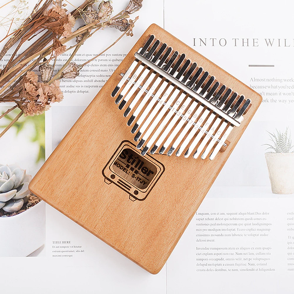 

17 Keys Kalimba Mbira Thumb Piano Traditional Musical Instrument Accompaniment with Tuning Hammer Scale Sticker
