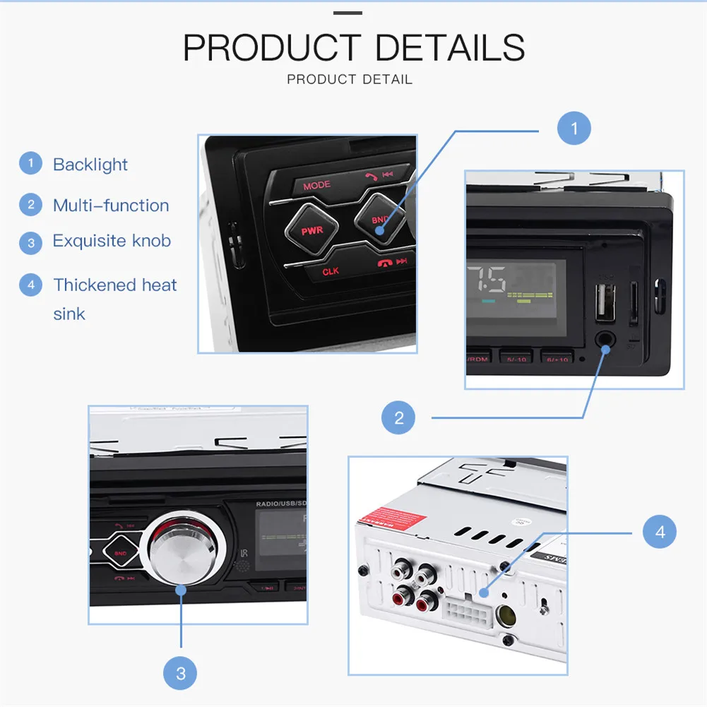 Автомагнитолы 1 DIN Bluetooth стерео аудио FM Aux вход приемник SD USB MP3 радио плеер Hands-free Звонки автомобильные аксессуары