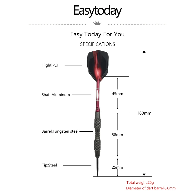 Easytoday 3 шт./компл. высокое качество Дартс стальной наконечник вольфрамовые