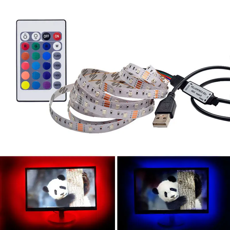 5V USB RGB Led light No Waterproof Strip 2835 1M 2M 3M 4M 5M led Lights Lamp Diode Flexible PC sreen TV Backlight LED | Лампы и