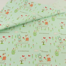 Green We Are Best Friend Cotton Fabric Quilting Bedding Decoration Tissue Home Textile Patchwork Sewing Cloth Teramila Fabrics