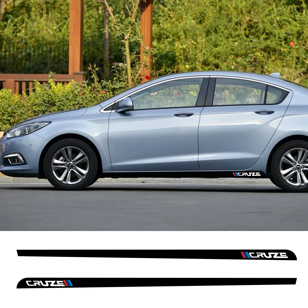 

2pcs Car Long Side Stripes Stickers Auto Vinyl Wrap Racing Styling Decals For Chevrolet Cruze Automobiles Tuning Car Accessories
