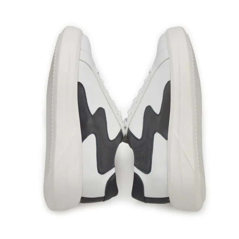 Farben Wohnungen Leder White Plattform Up Marke Mode Lace Gespleißt Casual Low Echtem Schuhe Hop Turnschuhe Gemischt black Dicken Herren Cut Hip pxEqwHYO4