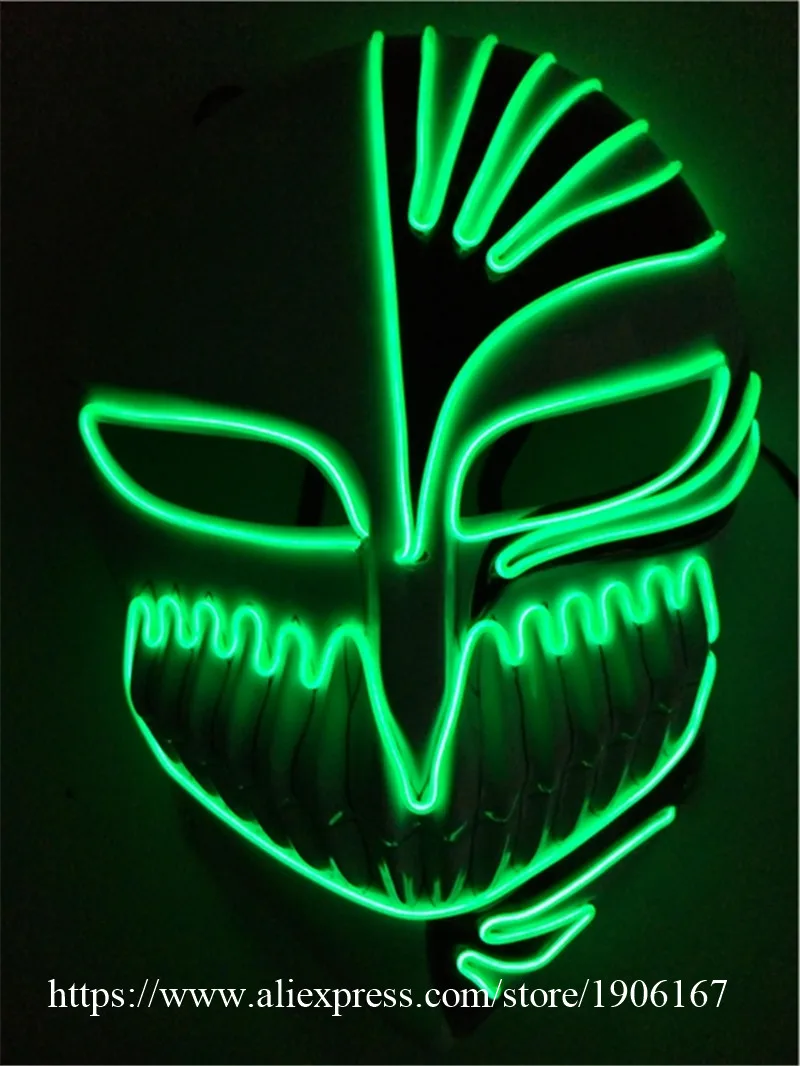 Halloween ghost Slit mouth light up glowing EL wire Cute mask Fashion Cosplay mask Costume mask for party By 3V Steady On Driver03