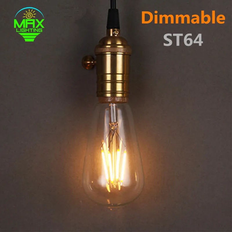 [MingBen] Ретро светодиодный лампочка накаливания с регулируемой яркостью ST64 E27 4 Вт 8 Вт 220 В без мерцания, сменная лампочка эдисона, Смарт IC драйвер, энергосберегающая лампа
