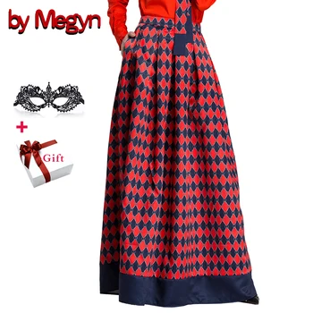 

by Megyn maxi long skirt women a line pleated high waist printed floor length retro skirt female christmas party formal skirts