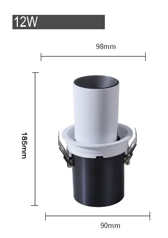 12W Circular Новые высококачественные шкафы CREE светодиодный светильник 12 Вт 20 Вт для одежды встроенный Телескопический корпус потолочного светильника двойная решетка лампы - Испускаемый цвет: 12W Circular