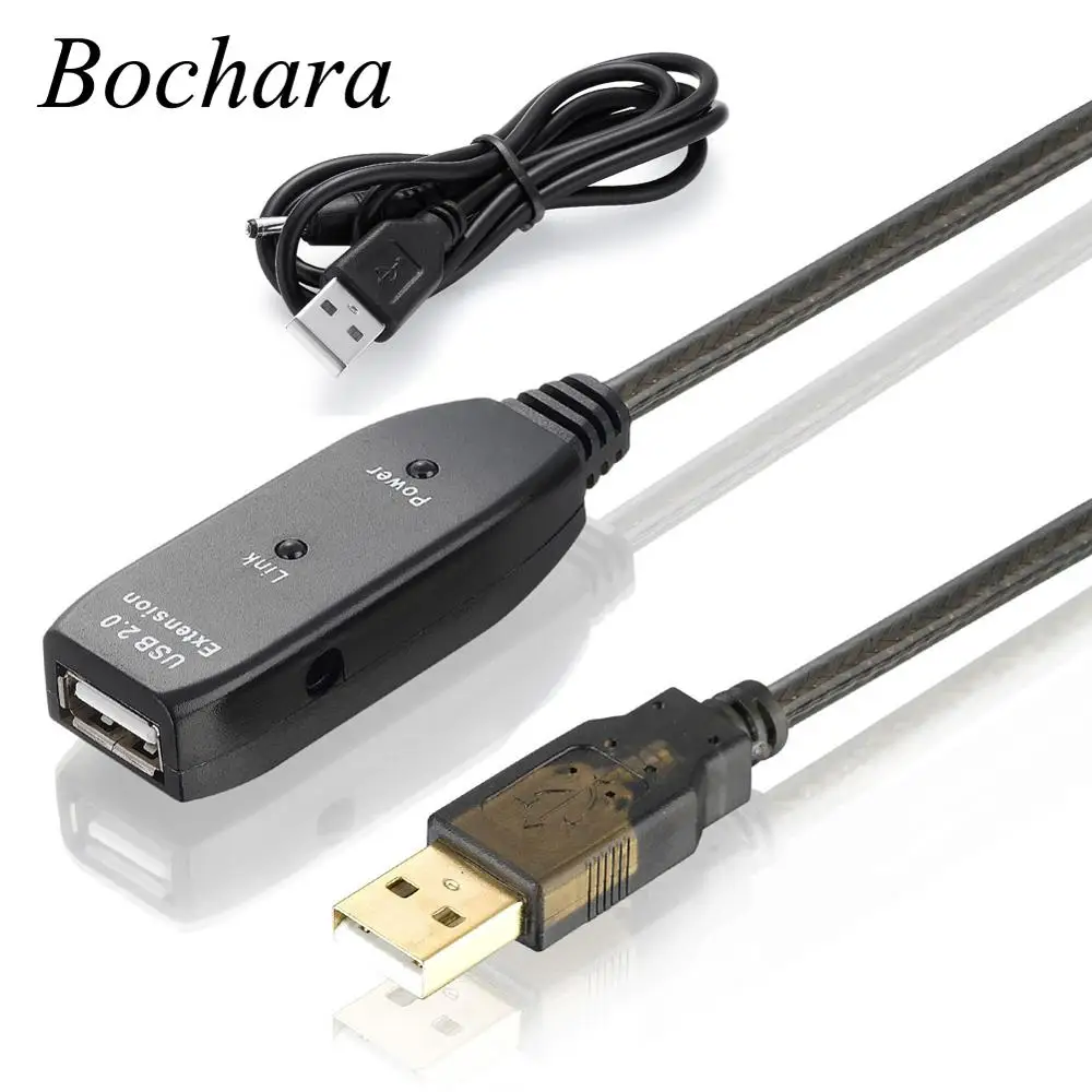 Bochara USB 2 0 удлинитель мужской и женский Активный ретранслятор встроенный
