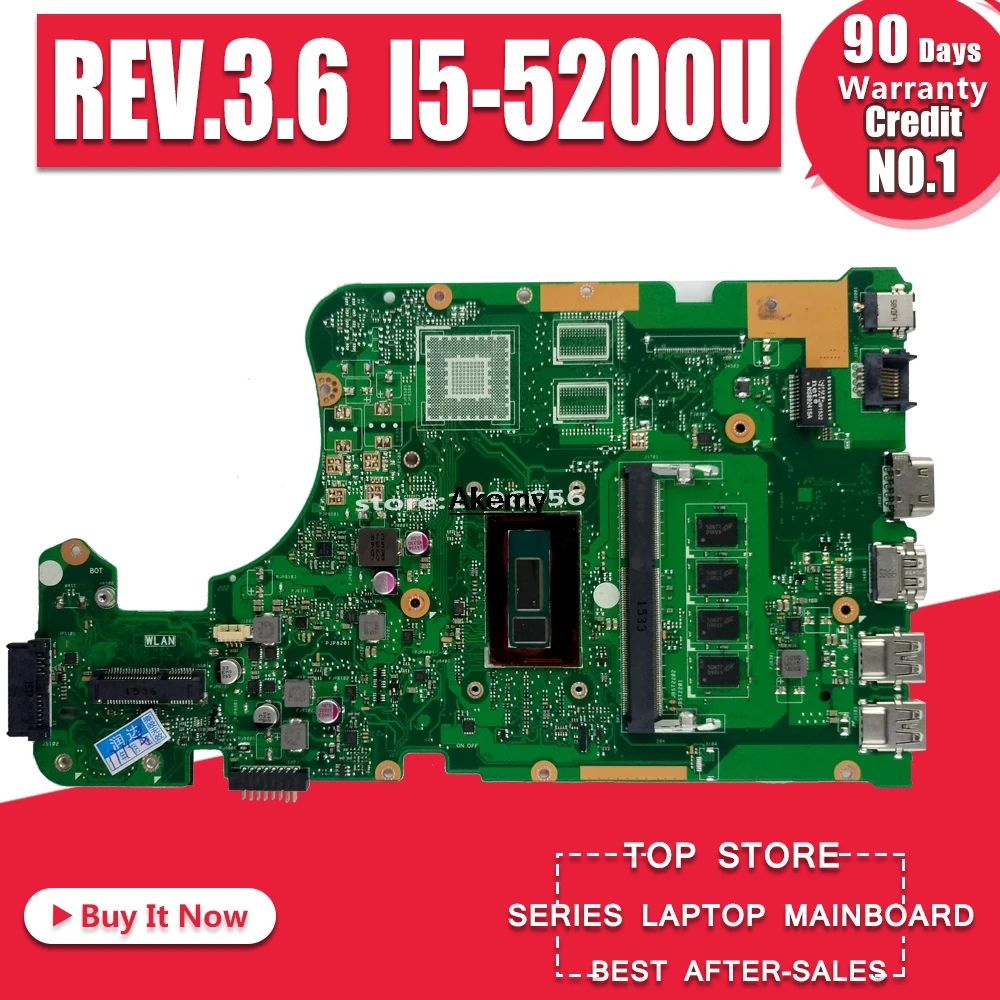 ل ASUS W519L X555LD X555LP X555L F555L K555L اللوحة المحمول REV.3.6 I5-5200U CPU 4 GB RAM اللوحة اختبار جيدة