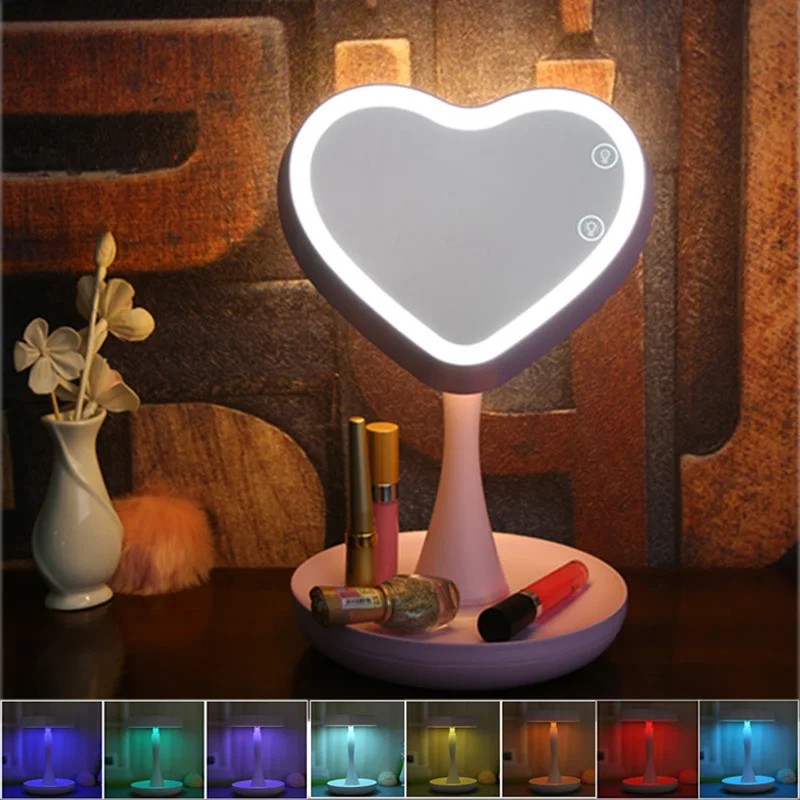 7colors LED woman Mirror light night rotating 3 x Magnifying Glasses reading table lamp make up vanity bedroom decoration | Красота и