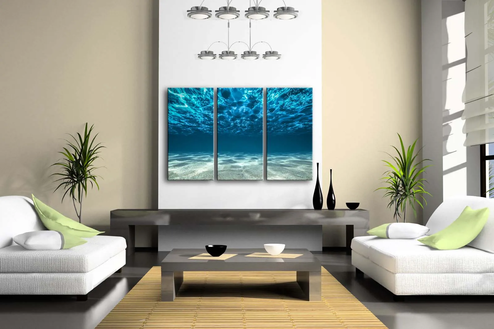 Настенные художественные картины 3 панели без рамы синий океан нижний вид принт на холсте Современный Морской пейзаж Плакаты для декора гостиной