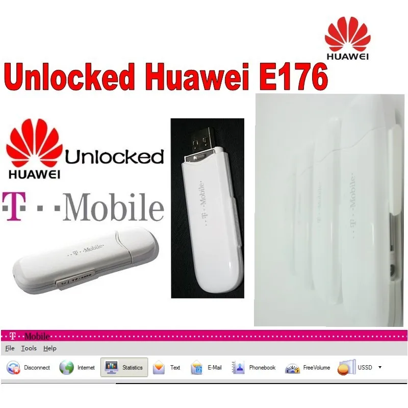 Huawei разблокировать HSDPA 7,2 Мбит/с 3g USB модем E176 Поддержка HSPA/UMTS 850/1900/2100 МГц