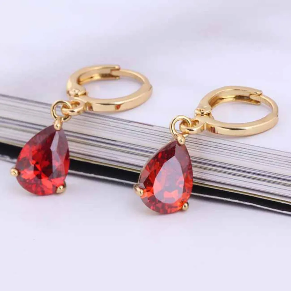 Роскошные женщины 18 К золото emstone PendantEarrings клипсы ну вечеринку свободного покроя