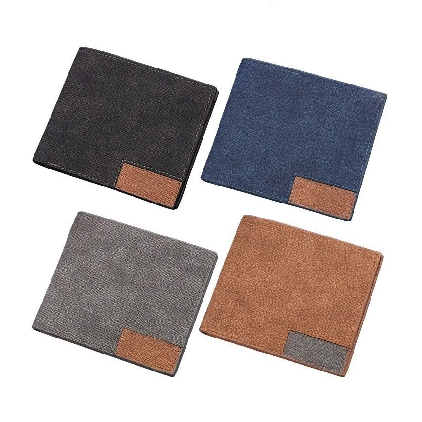 

Mens Canvas Wallet Slim Black Blue Brown Grey Card Holder--PAY529-679