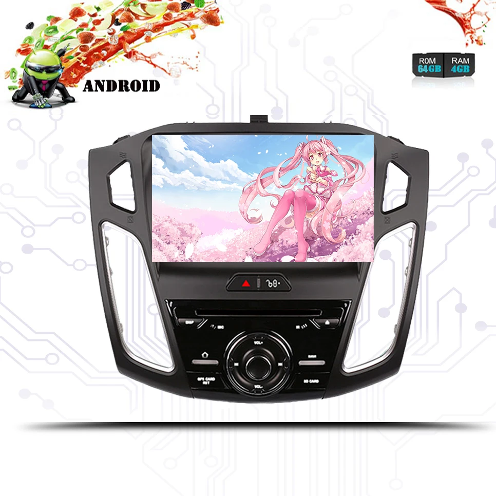 9 дюймов 1024*600 Android 0 автомобильный dvd плеер gps навигация для Ford Focus 3 2015 2016 2017 2018 с Wifi