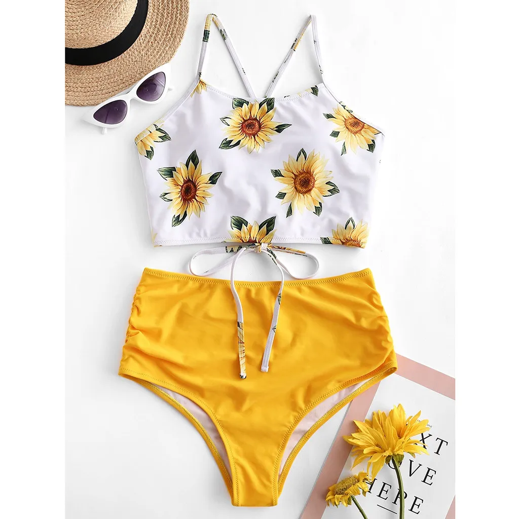 sunflower high waisted swimsuit