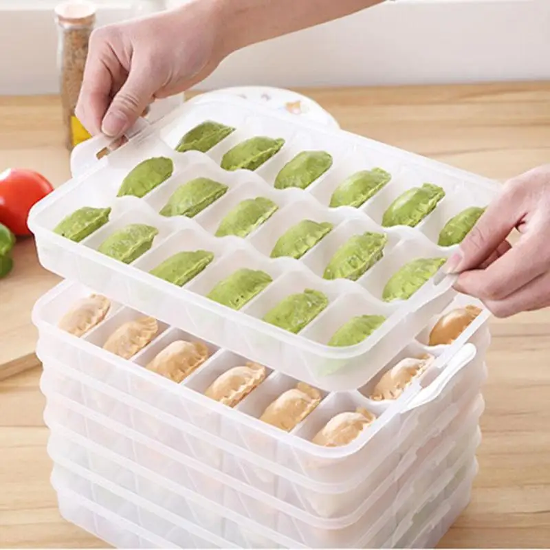

1pc Four-Layer Portable Dumpling Box Holder PP Dumplings Fresh-keeping Storage Box for Home Fridge Use Radom Color