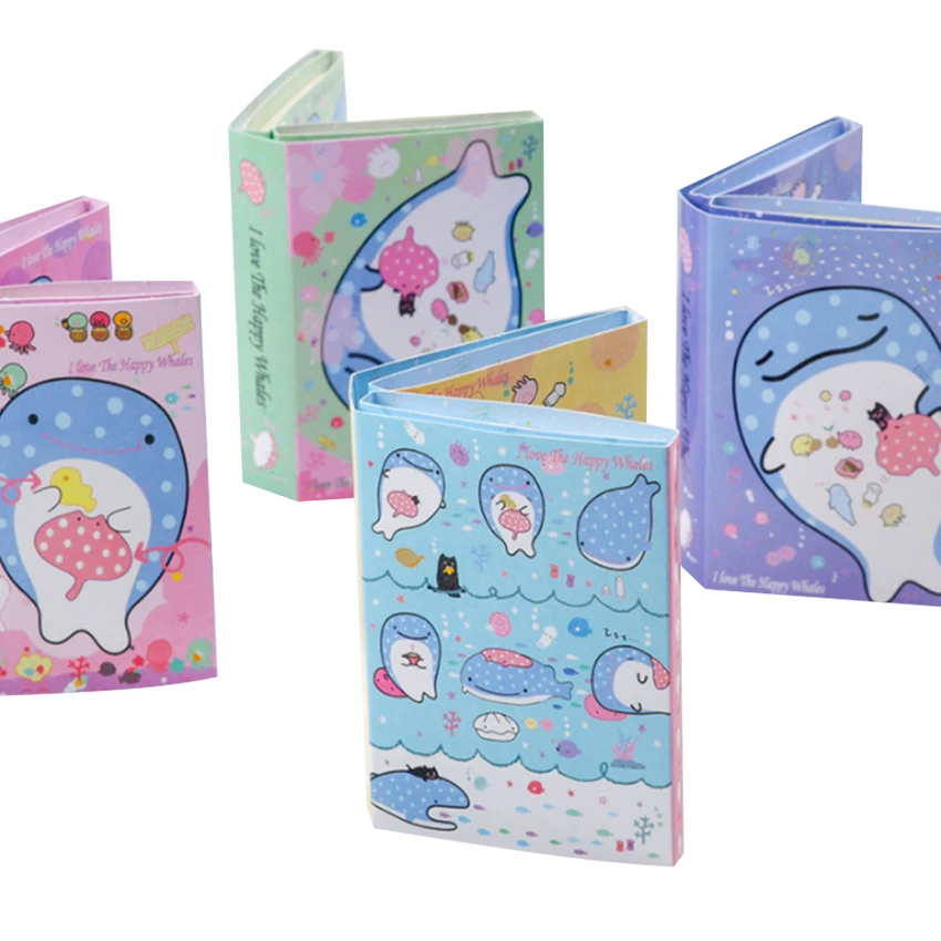 

1pcs/lot Kawaii Cartoon Korean Whales Series Fold Memo Pad Cute Notepad Sticky Note Pad Writing Scratch Pad