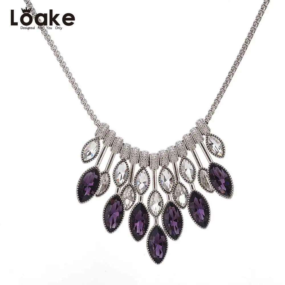 Loake Pendant Necklaces Fashion Trendy Jewelry Rhinestone Crystal Blue