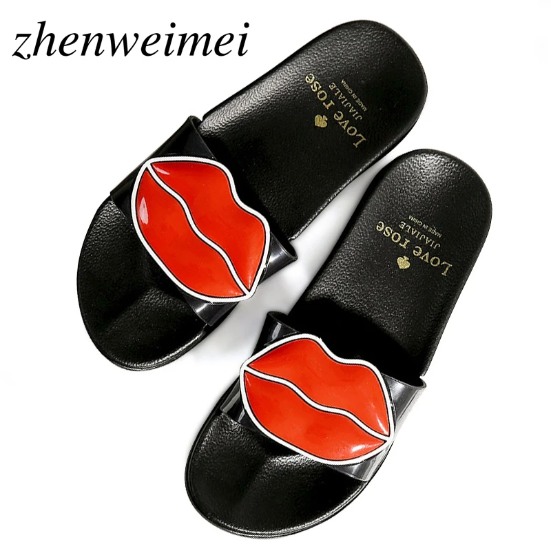

Women Shoes Flip Flops Zapatillas Mujer Fashion Summer Women Lovely Lips Beach Slippers Platform Thick Soled Sandals