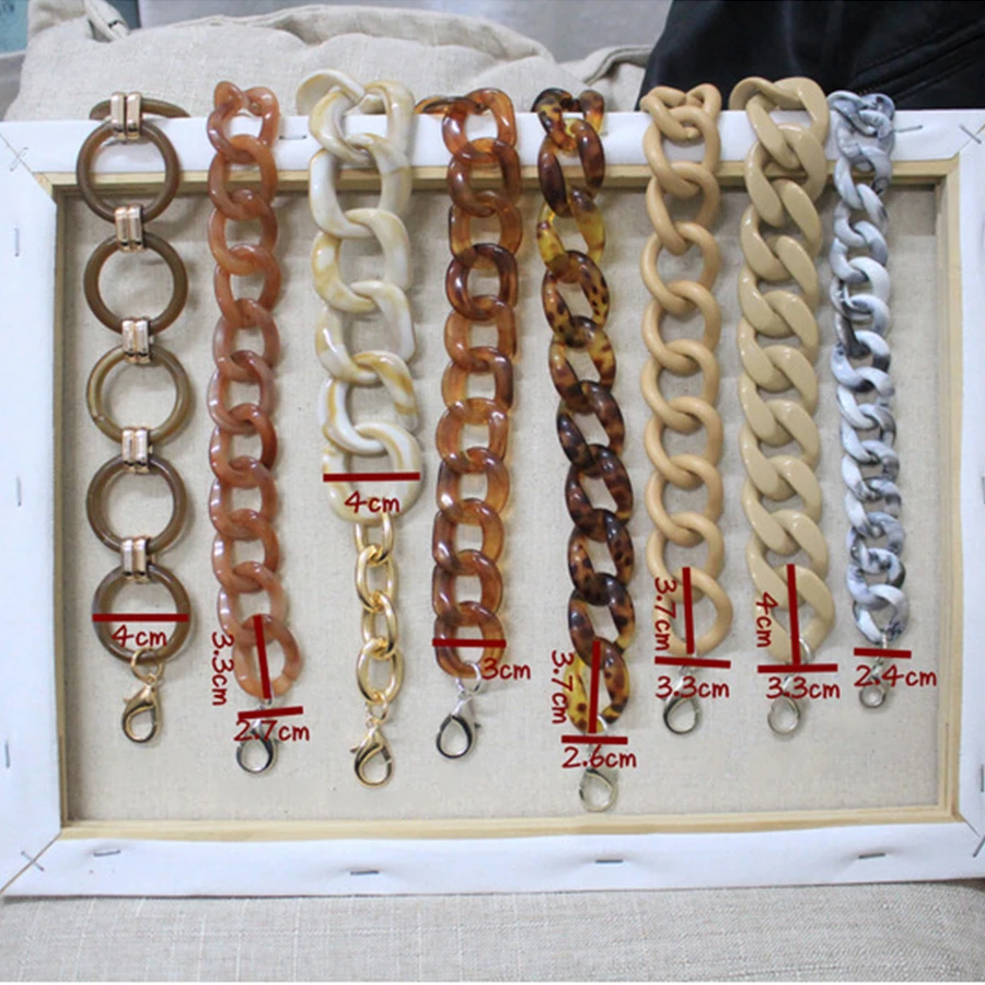 Brands Acrylic Resin Bag Strap Accessories Women Shoulder Belt Detachable Acrylic Chains Shoulder Plastic Strap Handbag Strap