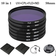 58mm UV+CPL+FLD+ND Polarizing Fluorescent Neutral Density Filter Kit for Nikon Canon Sony Pentax DSLR