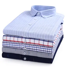 Новое поступление Мода хлопок высшего класса из ткани "Оксфорд" мужской с длинными рукавами Полосатый плед удобная повседневная одежда Рубашки большие размеры 4XL