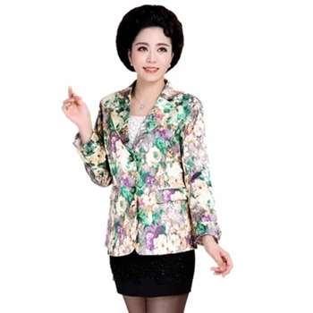 

2018 New Spring Autumn Women Blazers Coat Female Floral Print Slim Short Jacket Coat Ladies Plus Size 5XL Outwear Tops F420