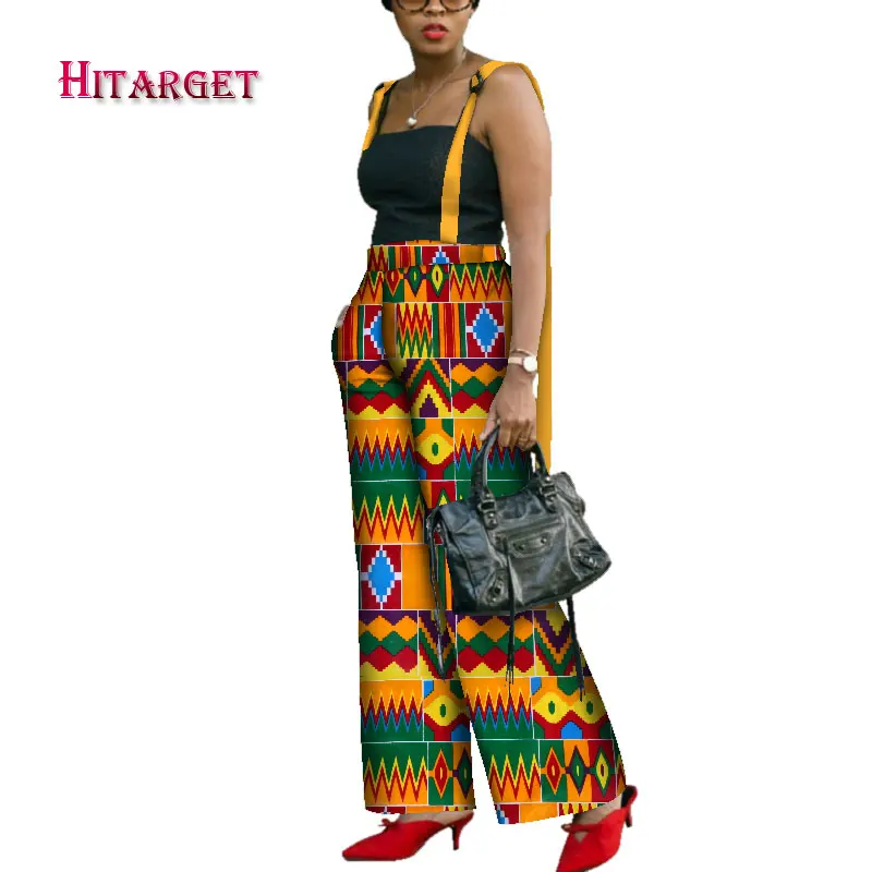 

2019 Women African Batik Print Pants African dashiki printed suspender pants africa Ankara Cotton Fabric Clothing WY4011