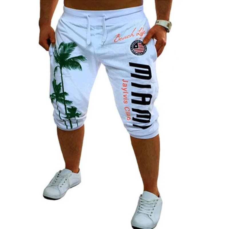 Новые модные мужские мешковатые джоггеры повседневные тонкие шаровары короткие Слаксы повседневные Мягкие хлопковые брюки шорты - Цвет: Белый