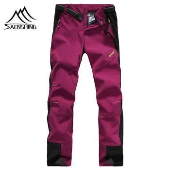 

SAENSHING Softshell Pants Autumn Winter Women Hiking Outdoor Trousers Waterproof Windproof Thermal for Fishing Camping Hiking