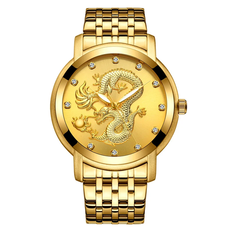 

BIDEN Golden Luxury Brand Men Watches Stainless Steel Shining Crystal Waterproof Watch Male Business Casual Wristwatch relogio