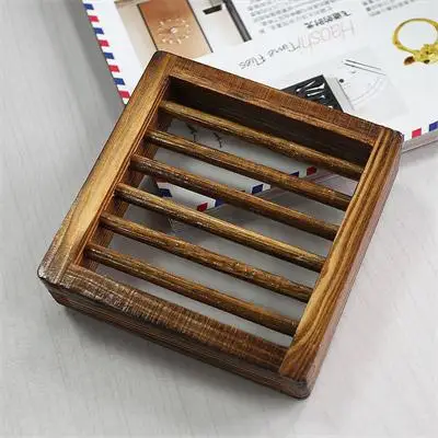 High Quality Shower Room Dispensers Square Wood Soap Holder  Wooden Soap Case Dish Dishes Container 1PCS 10x10cm