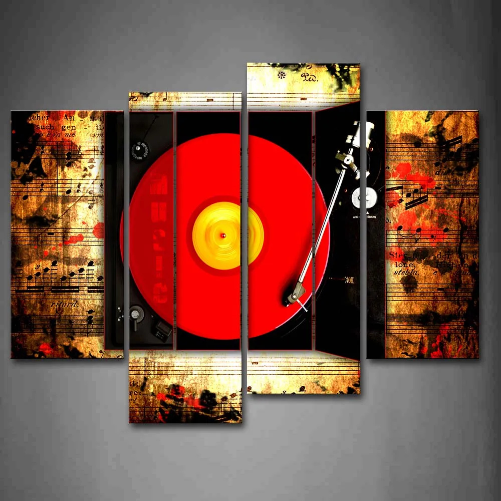 

Framed Wall Art Pictures Record Buttons Studio Canvas Print Music Posters With Wooden Frames For Home Living Room Decor